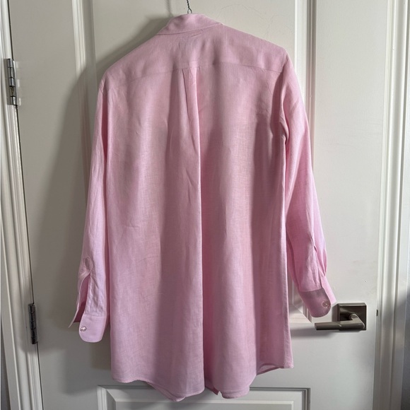 NWOT - Vilebrequin French Designer Pink Linen Long Button-Up Shirt - Size M - Picture 2 of 9